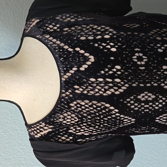 REBECCA TAYLOR Velvet Burnout Silk Snake Print Short Sleeve Top Blouse Sz 10 - Picture 2 of 16